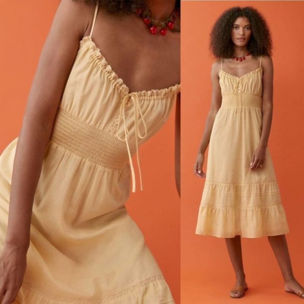 Yellow Reformation bow midi Landon sundress